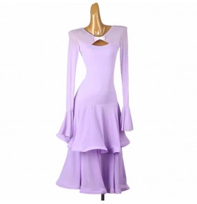 Lavender blue ballroom dance dresses for women girls Professional waltz tango foxtrot smooth dance long gown for female